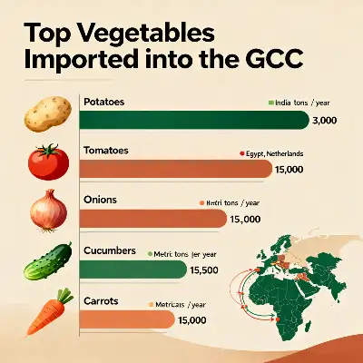 Infographic showing top vegetables imported into GCC